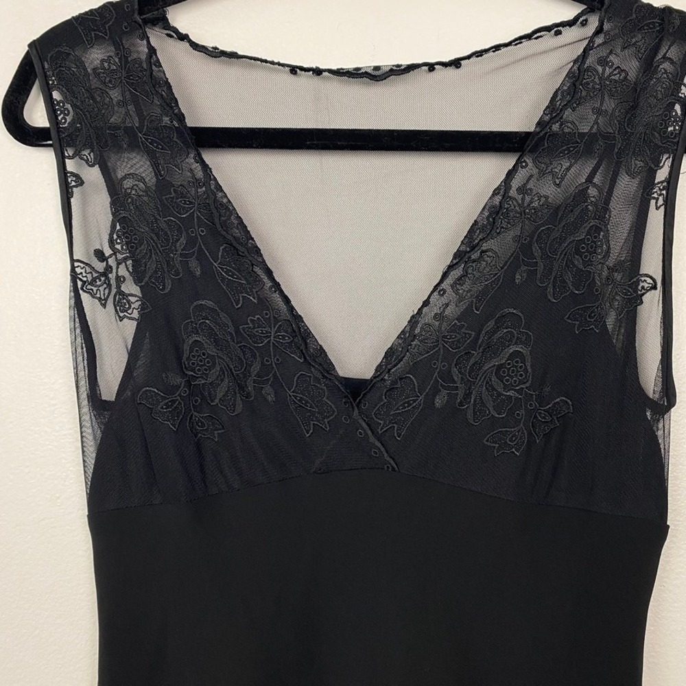 Y2K Black Lace Babydoll Midi Dress Sleeveless Empire Waist‎ Whimsygoth Romantic - Picture 5 of 8